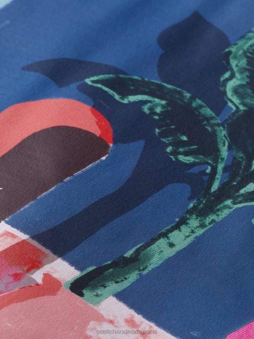 Scotch & Soda Hommes t-shirt décontracté à motif artistique cerise vêtements 4HB4423