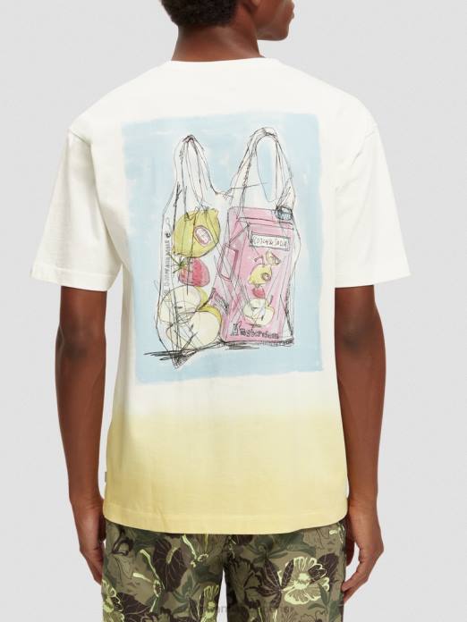 Scotch & Soda Hommes t-shirt décontracté à motif imprimé dip-dye blanc vêtements 4HB4418