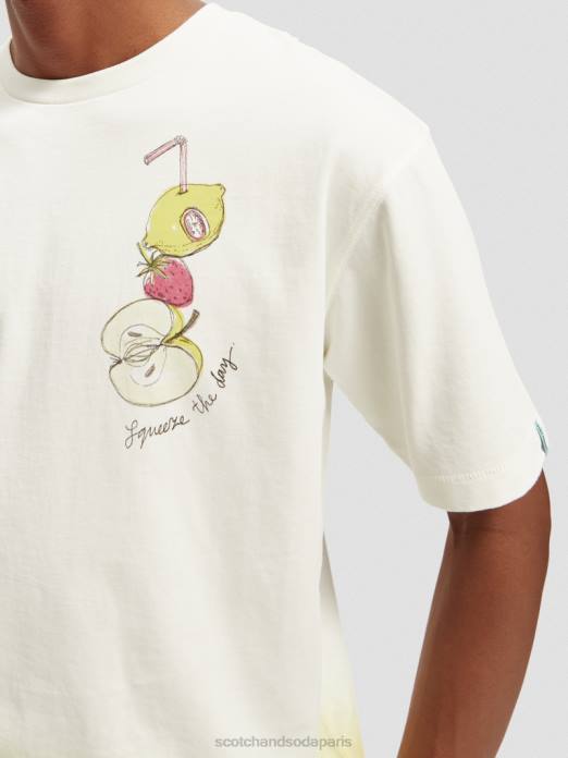 Scotch & Soda Hommes t-shirt décontracté à motif imprimé dip-dye blanc vêtements 4HB4418