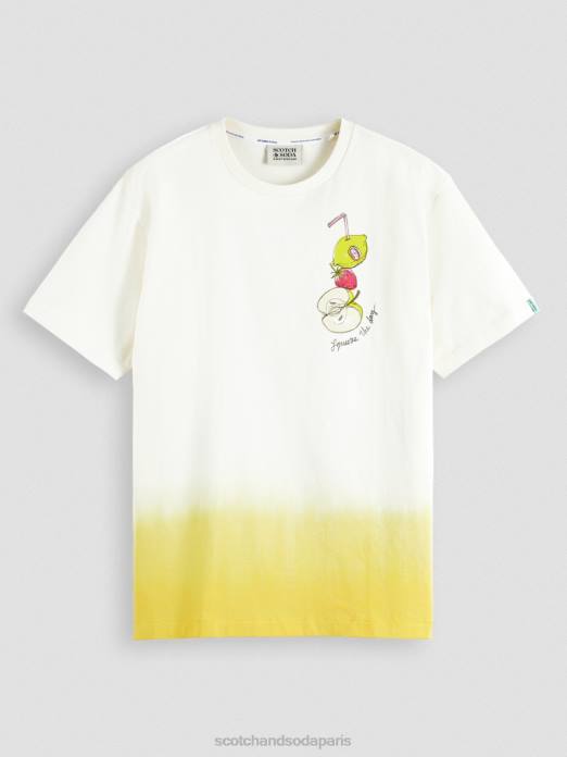 Scotch & Soda Hommes t-shirt décontracté à motif imprimé dip-dye blanc vêtements 4HB4418