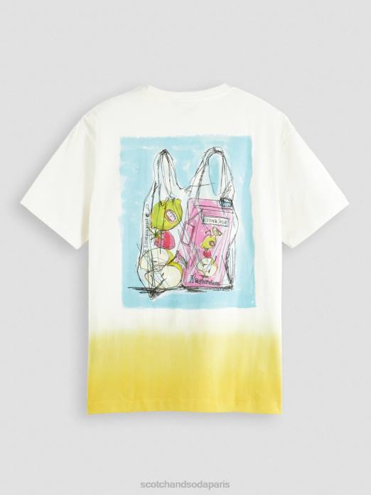 Scotch & Soda Hommes t-shirt décontracté à motif imprimé dip-dye blanc vêtements 4HB4418