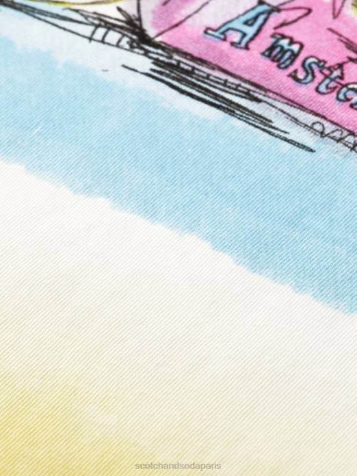 Scotch & Soda Hommes t-shirt décontracté à motif imprimé dip-dye blanc vêtements 4HB4418