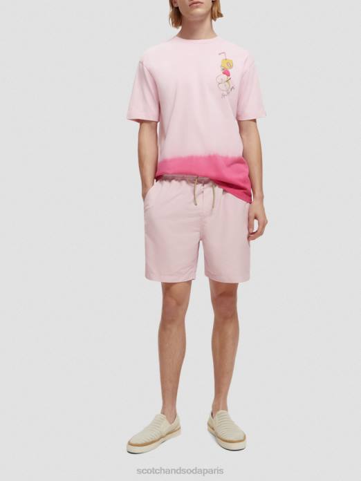 Scotch & Soda Hommes t-shirt décontracté à motif imprimé dip-dye pierre rose vêtements 4HB4419