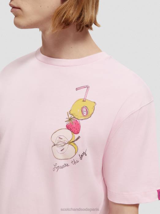 Scotch & Soda Hommes t-shirt décontracté à motif imprimé dip-dye pierre rose vêtements 4HB4419