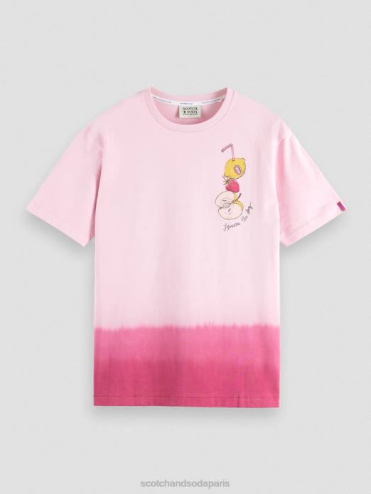 Scotch & Soda Hommes t-shirt décontracté à motif imprimé dip-dye pierre rose vêtements 4HB4419