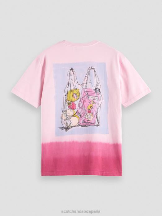 Scotch & Soda Hommes t-shirt décontracté à motif imprimé dip-dye pierre rose vêtements 4HB4419
