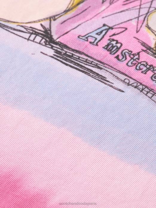 Scotch & Soda Hommes t-shirt décontracté à motif imprimé dip-dye pierre rose vêtements 4HB4419