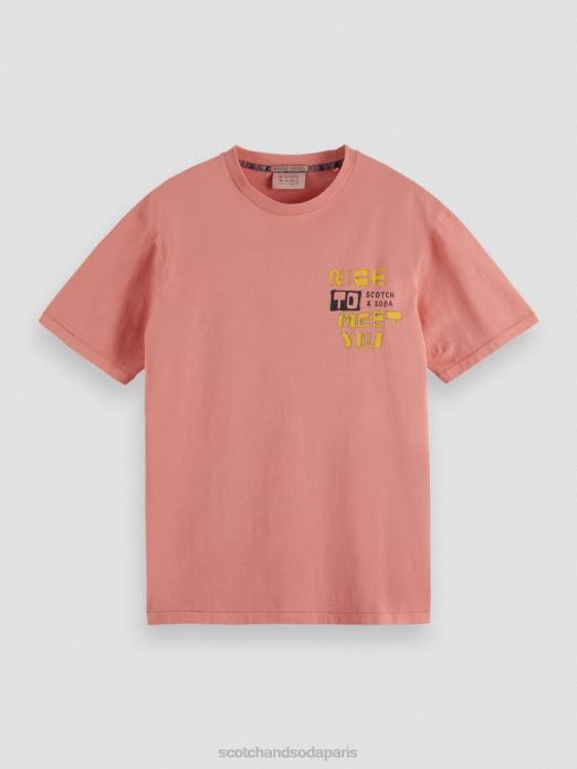 Scotch & Soda Hommes t-shirt délavé à motif artistique flamant vêtements 4HB4448