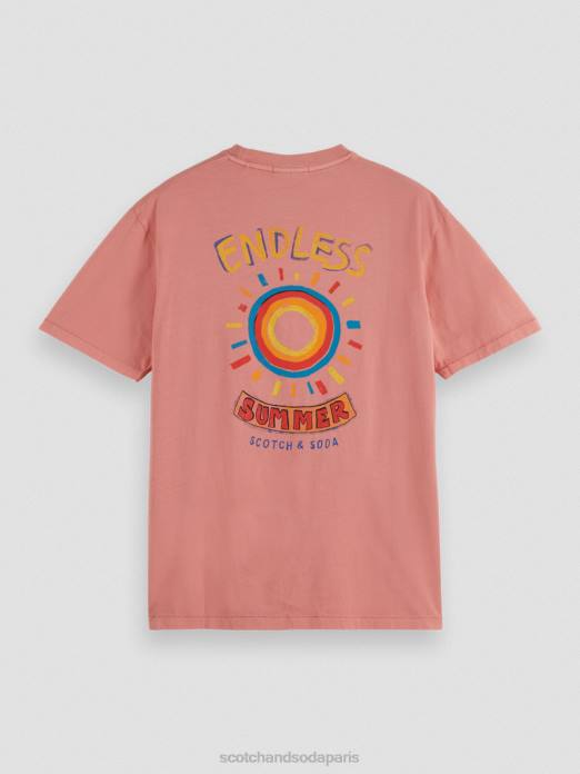 Scotch & Soda Hommes t-shirt délavé à motif artistique flamant vêtements 4HB4448