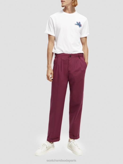 Scotch & Soda Hommes t-shirt en coton bio à motif artistique blanc vêtements 4HB4348