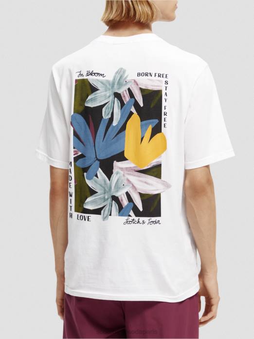 Scotch & Soda Hommes t-shirt en coton bio à motif artistique blanc vêtements 4HB4348