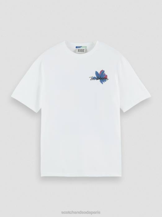 Scotch & Soda Hommes t-shirt en coton bio à motif artistique blanc vêtements 4HB4348
