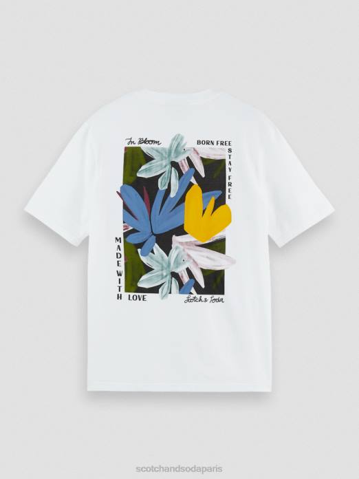 Scotch & Soda Hommes t-shirt en coton bio à motif artistique blanc vêtements 4HB4348