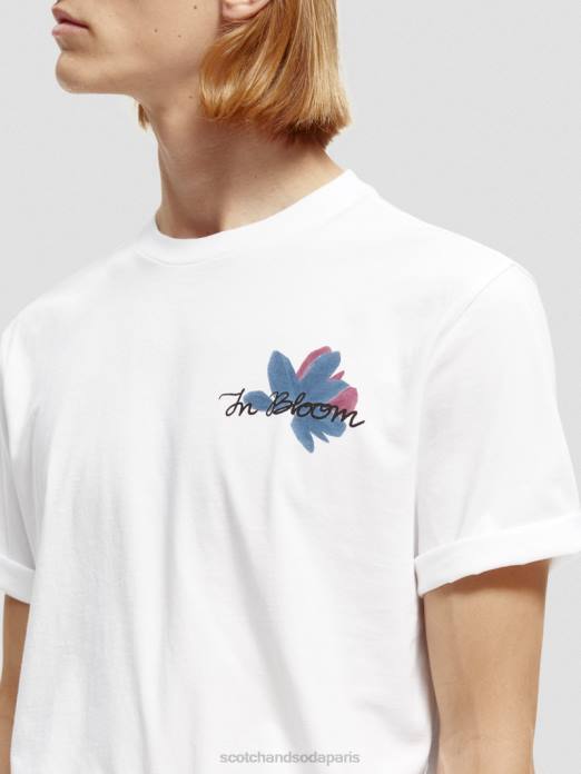 Scotch & Soda Hommes t-shirt en coton bio à motif artistique blanc vêtements 4HB4348