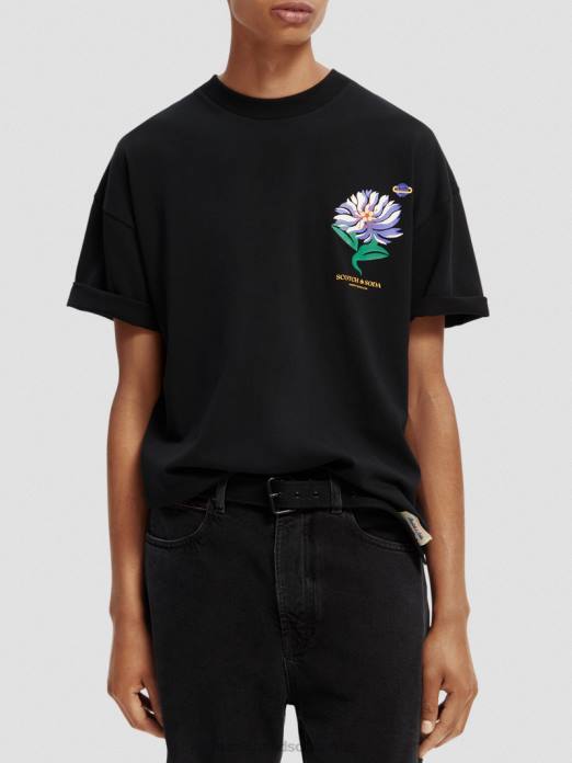 Scotch & Soda Hommes t-shirt en jersey à broderies artistiques noir vêtements 4HB4350