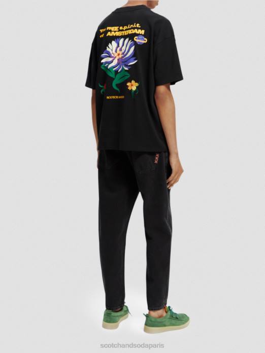 Scotch & Soda Hommes t-shirt en jersey à broderies artistiques noir vêtements 4HB4350