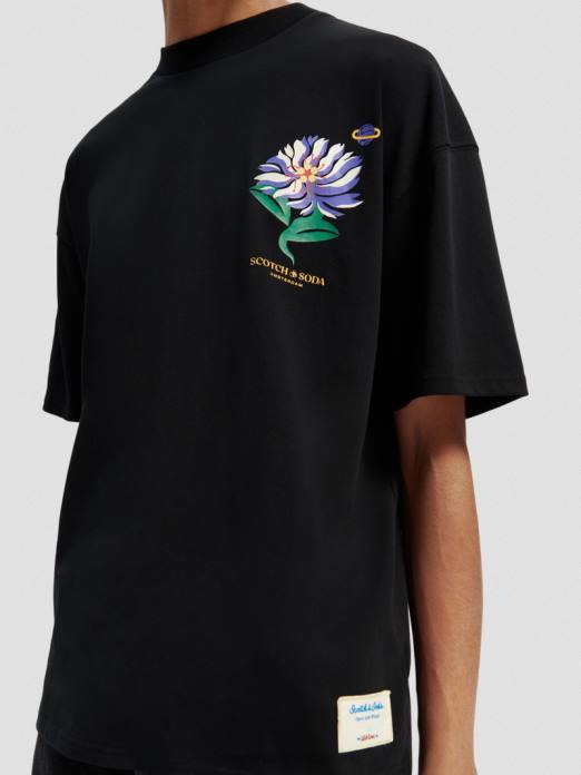 Scotch & Soda Hommes t-shirt en jersey à broderies artistiques noir vêtements 4HB4350