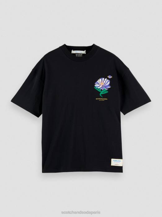 Scotch & Soda Hommes t-shirt en jersey à broderies artistiques noir vêtements 4HB4350