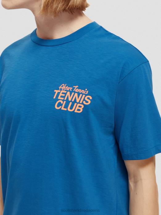 Scotch & Soda Hommes t-shirt graphique coupe décontractée Bleu Riviera vêtements 4HB4456