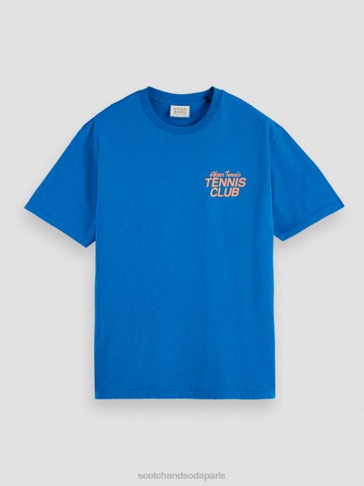Scotch & Soda Hommes t-shirt graphique coupe décontractée Bleu Riviera vêtements 4HB4456