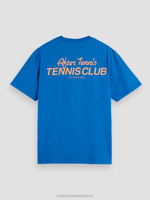 Scotch & Soda Hommes t-shirt graphique coupe décontractée Bleu Riviera vêtements 4HB4456