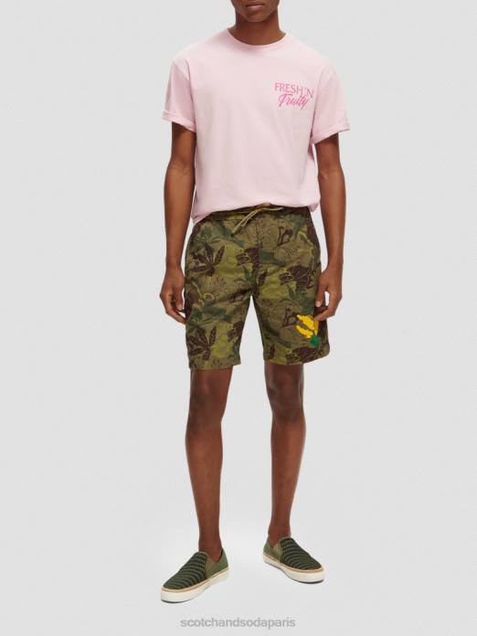 Scotch & Soda Hommes t-shirt graphique coupe décontractée pierre rose vêtements 4HB4455