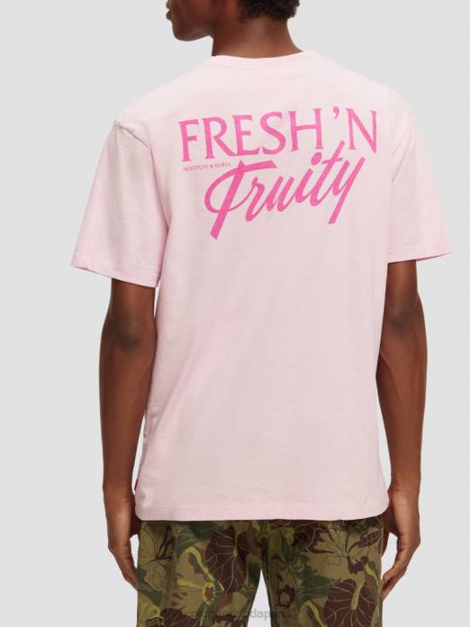Scotch & Soda Hommes t-shirt graphique coupe décontractée pierre rose vêtements 4HB4455