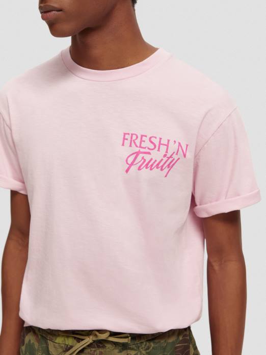 Scotch & Soda Hommes t-shirt graphique coupe décontractée pierre rose vêtements 4HB4455