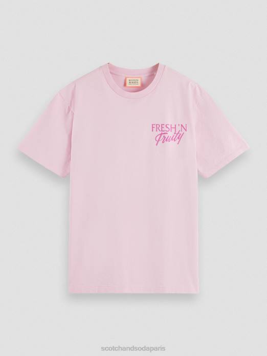 Scotch & Soda Hommes t-shirt graphique coupe décontractée pierre rose vêtements 4HB4455