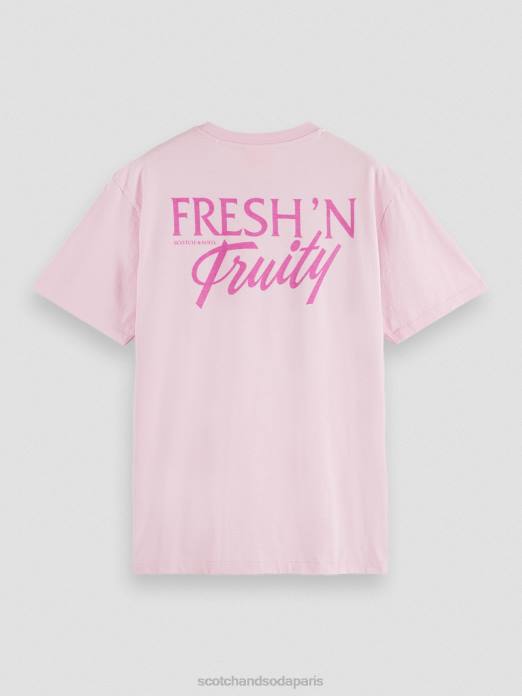 Scotch & Soda Hommes t-shirt graphique coupe décontractée pierre rose vêtements 4HB4455