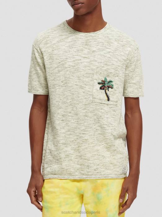 Scotch & Soda Hommes t-shirt imprimé à poches mélangées mélange d'armée vêtements 4HB4415