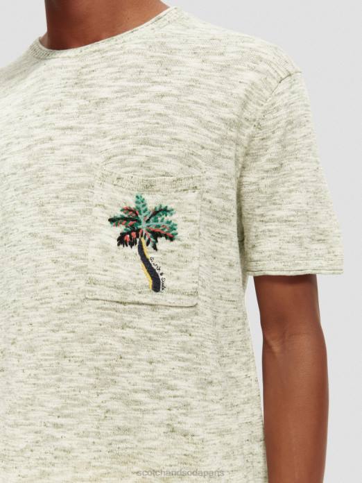 Scotch & Soda Hommes t-shirt imprimé à poches mélangées mélange d'armée vêtements 4HB4415