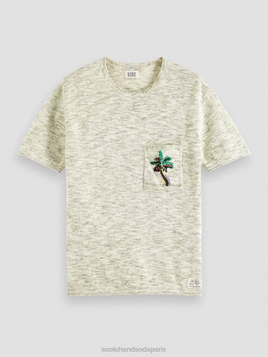 Scotch & Soda Hommes t-shirt imprimé à poches mélangées mélange d'armée vêtements 4HB4415