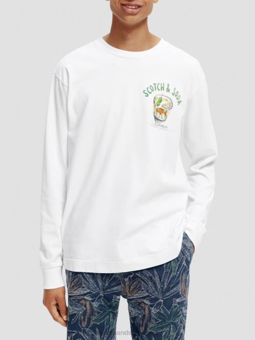 Scotch & Soda Hommes t-shirt à manches longues en coton biologique blanc vêtements 4HB4391