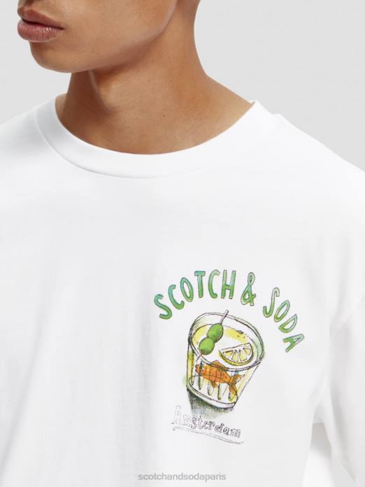 Scotch & Soda Hommes t-shirt à manches longues en coton biologique blanc vêtements 4HB4391