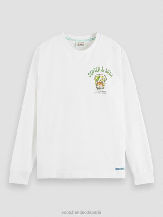 Scotch & Soda Hommes t-shirt à manches longues en coton biologique blanc vêtements 4HB4391