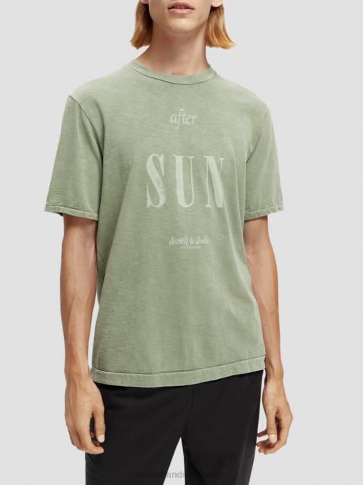 Scotch & Soda Hommes t-shirt à motif artistique en jersey biologique kaki vêtements 4HB4365