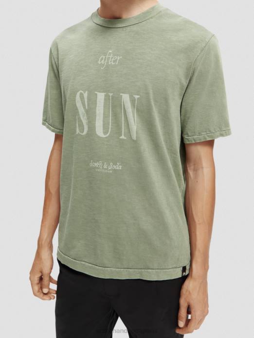 Scotch & Soda Hommes t-shirt à motif artistique en jersey biologique kaki vêtements 4HB4365