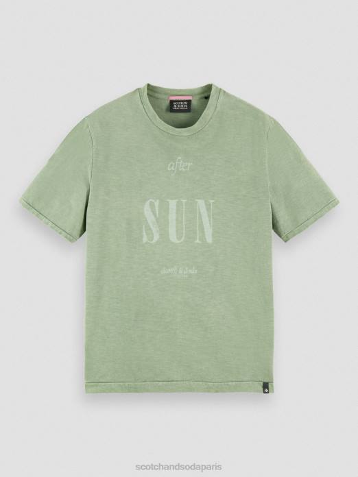 Scotch & Soda Hommes t-shirt à motif artistique en jersey biologique kaki vêtements 4HB4365