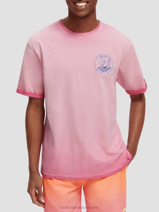 Scotch & Soda Hommes t-shirt à motif artistique teint à froid cerise vêtements 4HB4377