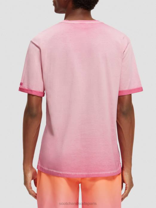 Scotch & Soda Hommes t-shirt à motif artistique teint à froid cerise vêtements 4HB4377