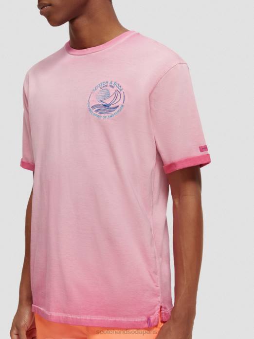Scotch & Soda Hommes t-shirt à motif artistique teint à froid cerise vêtements 4HB4377