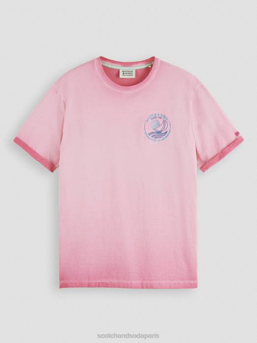 Scotch & Soda Hommes t-shirt à motif artistique teint à froid cerise vêtements 4HB4377