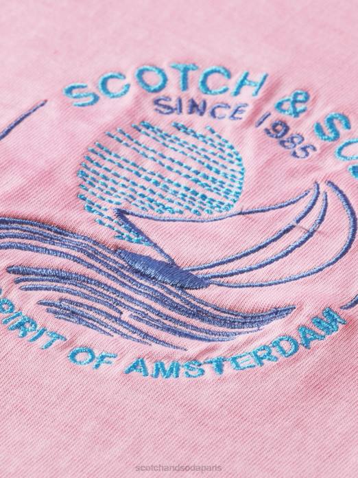 Scotch & Soda Hommes t-shirt à motif artistique teint à froid cerise vêtements 4HB4377