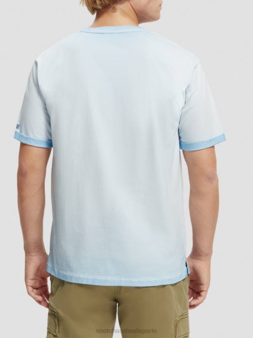 Scotch & Soda Hommes t-shirt à motif artistique teint à froid mer bleue vêtements 4HB4378