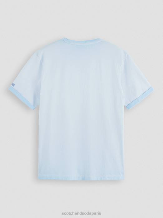 Scotch & Soda Hommes t-shirt à motif artistique teint à froid mer bleue vêtements 4HB4378