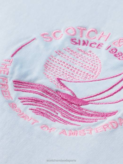 Scotch & Soda Hommes t-shirt à motif artistique teint à froid mer bleue vêtements 4HB4378