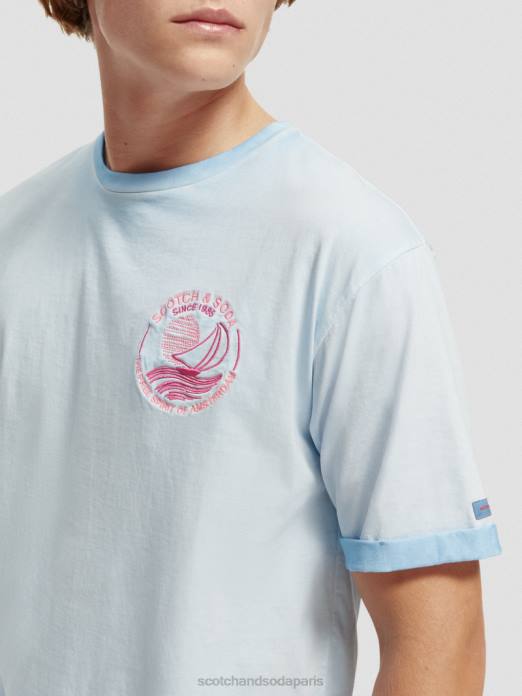 Scotch & Soda Hommes t-shirt à motif artistique teint à froid mer bleue vêtements 4HB4378