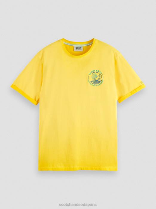 Scotch & Soda Hommes t-shirt à motif artistique teint à froid soleil vêtements 4HB4375