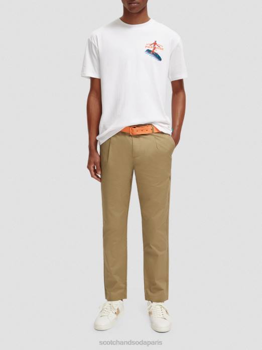 Scotch & Soda Hommes t-shirt à motif brodé blanc vêtements 4HB4394